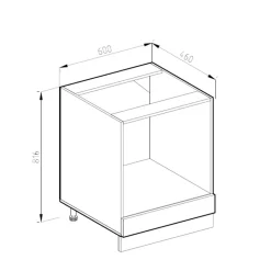 Herdumbauschrank R-Line Weiß Hochglanz 60 cm , AP Marmor Vicco