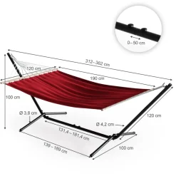 Hängematte Rot 190 x 120 cm Metallgestell OK-Living