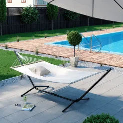 Hängematte Weiß 190 x 120 cm Metallgestell OK-Living