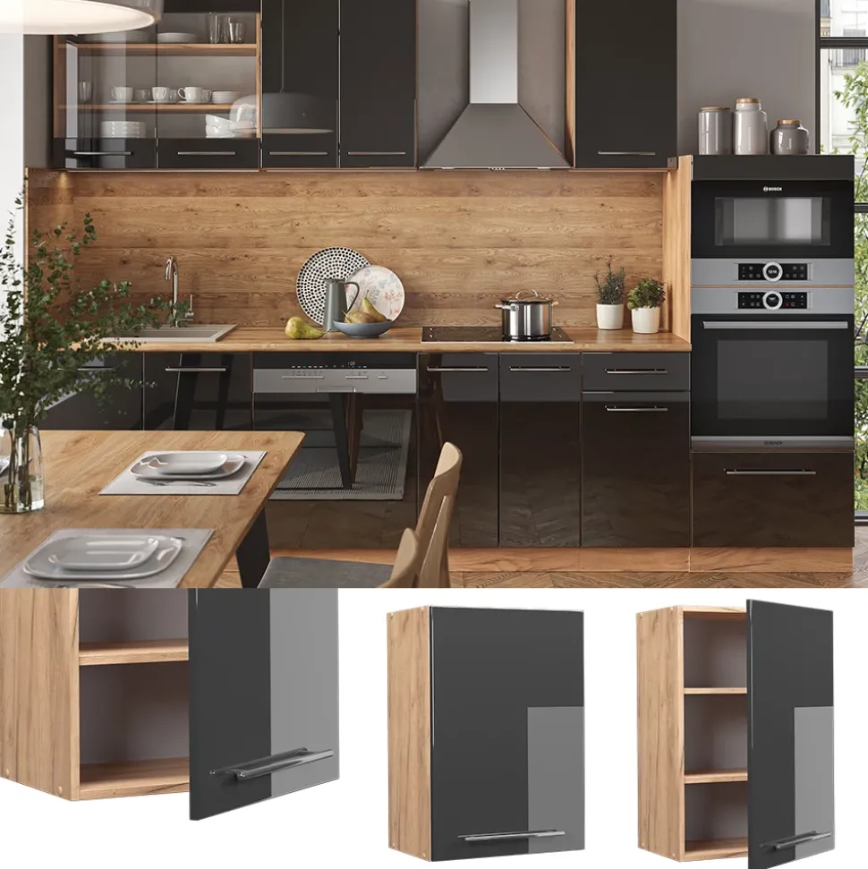 Hängeschrank Fame-Line Anthrazit Hochglanz 50 cm Vicco