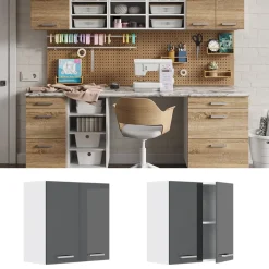 Hängeschrank R-Line Anthrazit Hochglanz 60 x 60 cm mit Türen Vicco