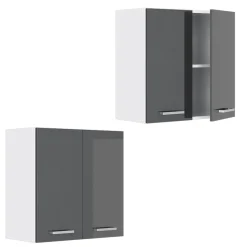 Hängeschrank R-Line Anthrazit Hochglanz 60 x 60 cm mit Türen Vicco