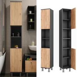 Hochschrank Fynn Anthrazit/Goldkraft Eiche 30 x 190 cm Vicco