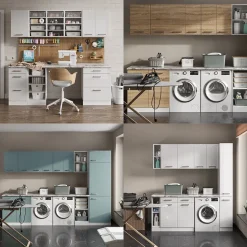 Hochschrank R-Line Anthrazit Hochglanz 60 cm mit offenen Regalen, und Tür Vicco