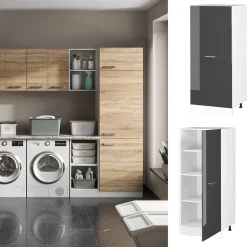 Hochschrank R-Line Anthrazit Hochglanz 60 cm mit großer Tür Vicco