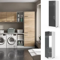 Hochschrank R-Line Anthrazit Hochglanz 60 cm mit Türen Vicco