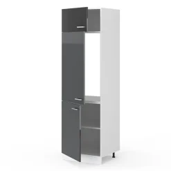 Hochschrank R-Line Anthrazit Hochglanz 60 cm mit Türen Vicco