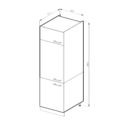 Hochschrank R-Line Beton 60 cm mit Türen Vicco