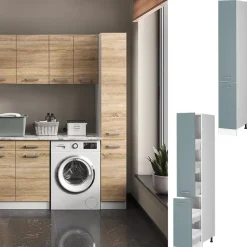 Hochschrank R-Line Blau-Grau 30 cm mit Türen Vicco