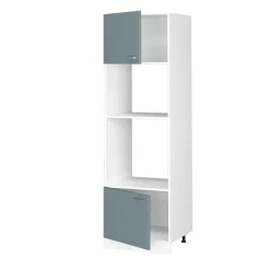 Hochschrank R-Line Blau-Grau 60 cm mit offenen Regalen, und Türen Vicco