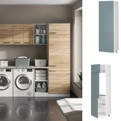 Hochschrank R-Line Blau-Grau 60 cm mit Türen Vicco