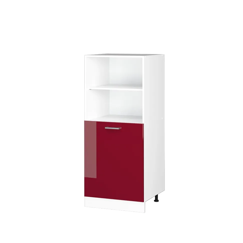 Hochschrank R-Line Bordeaux Hochglanz 60 cm mit offenen Regalen, und Tür Vicco