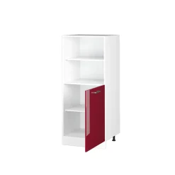Hochschrank R-Line Bordeaux Hochglanz 60 cm mit offenen Regalen, und Tür Vicco