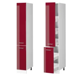 Hochschrank R-Line Bordeaux Hochglanz 30 cm mit Türen Vicco