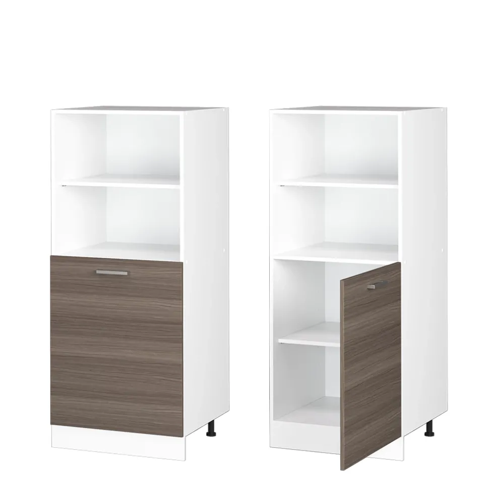 Hochschrank R-Line Grau 60 cm mit offenen Regalen, und Tür Vicco