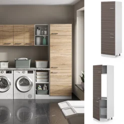 Hochschrank R-Line Grau 60 cm mit Türen Vicco