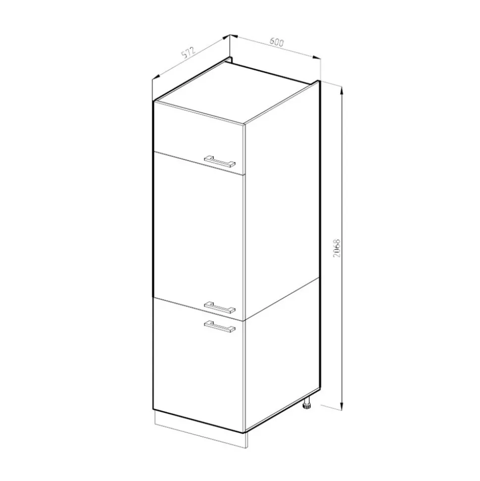 Hochschrank R-Line Grau 60 cm mit Türen Vicco