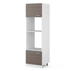 Hochschrank R-Line Grau 60 cm mit offenen Regalen, und Türen Vicco