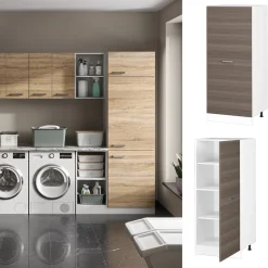 Hochschrank R-Line Grau 60 cm mit großer Tür Vicco