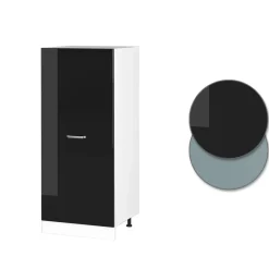 Hochschrank R-Line Schwarz Hochglanz 60 cm mit offenen Regalen, und Tür Vicco