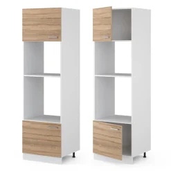 Hochschrank R-Line Sonoma 60 cm mit offenen Regalen, und Türen Vicco