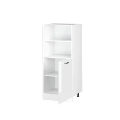 Hochschrank R-Line Weiß Hochglanz 60 cm mit offenen Regalen, und Tür Vicco