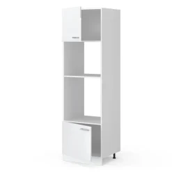 Hochschrank R-Line Weiß Hochglanz 60 cm mit offenen Regalen, und Türen Vicco