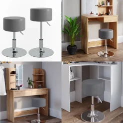 Hocker Design Grau 33.5 x 67 cm für Schminktisch Vicco