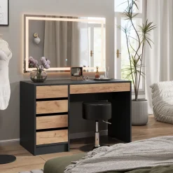 Hocker Design Schwarz 33.5 x 67 cm für Schminktisch Vicco