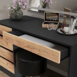 Hocker Design Schwarz 33.5 x 67 cm für Schminktisch Vicco