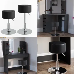 Hocker Design Schwarz 33.5 x 67 cm für Schminktisch Vicco
