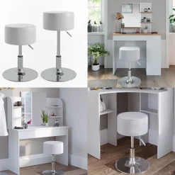 Hocker Design Weiß 33.5 x 67 cm für Schminktisch Vicco