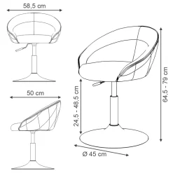 Hocker Goldamo Anthrazit 45 x 79 cm drehbar 360 Grad Vicco