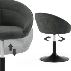 Hocker Goldamo Anthrazit 45 x 79 cm drehbar 360 Grad Vicco