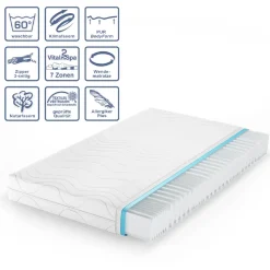 Kaltschaummatratze Weiß 140 x 200 cm 20cm Höhe Vitalispa