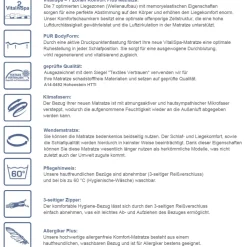 Kaltschaummatratze Weiß 90 x 200 cm H2 Härtegrad, 7Zonen Vitalispa