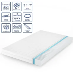 Kaltschaummatratze Weiß 120 x 200 cm H3 Härtegrad, 7Zonen Vitalispa