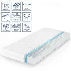 Kaltschaummatratze Weiß 90 x 200 cm 20cm Höhe Vitalispa
