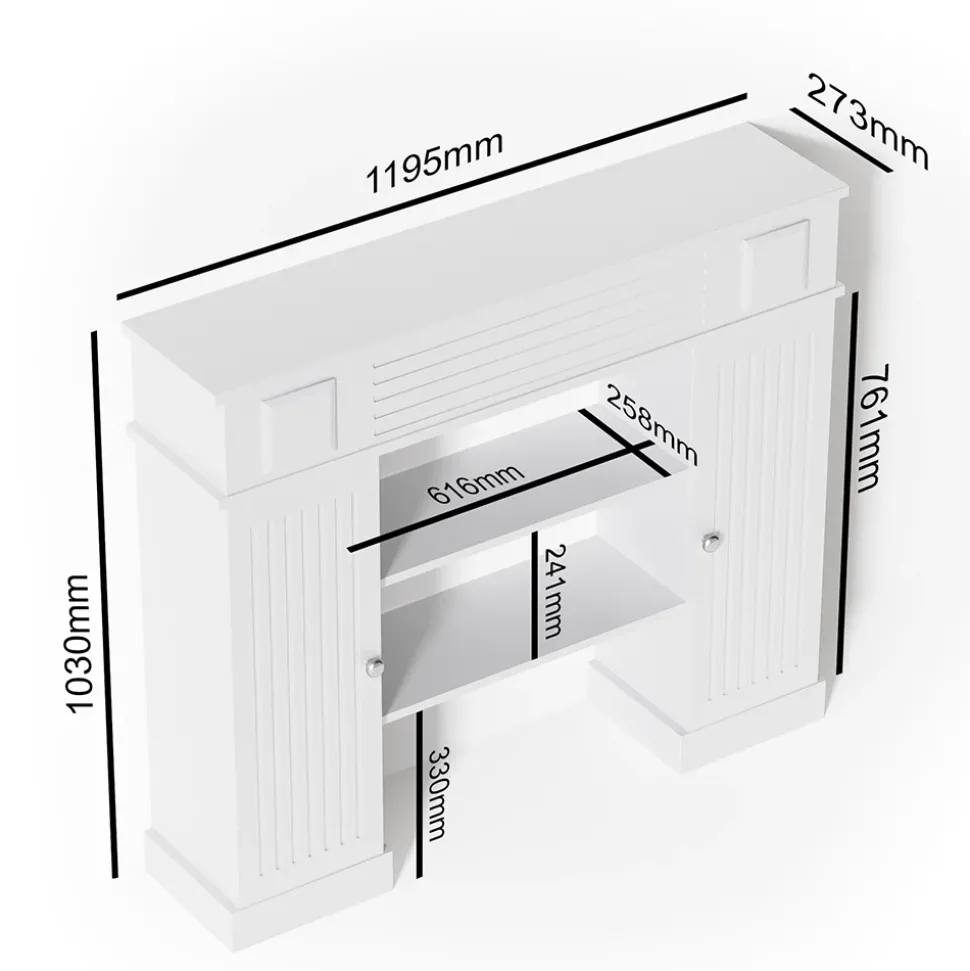 Kaminumrandung Weiß 119.5 x 103 cm Vicco
