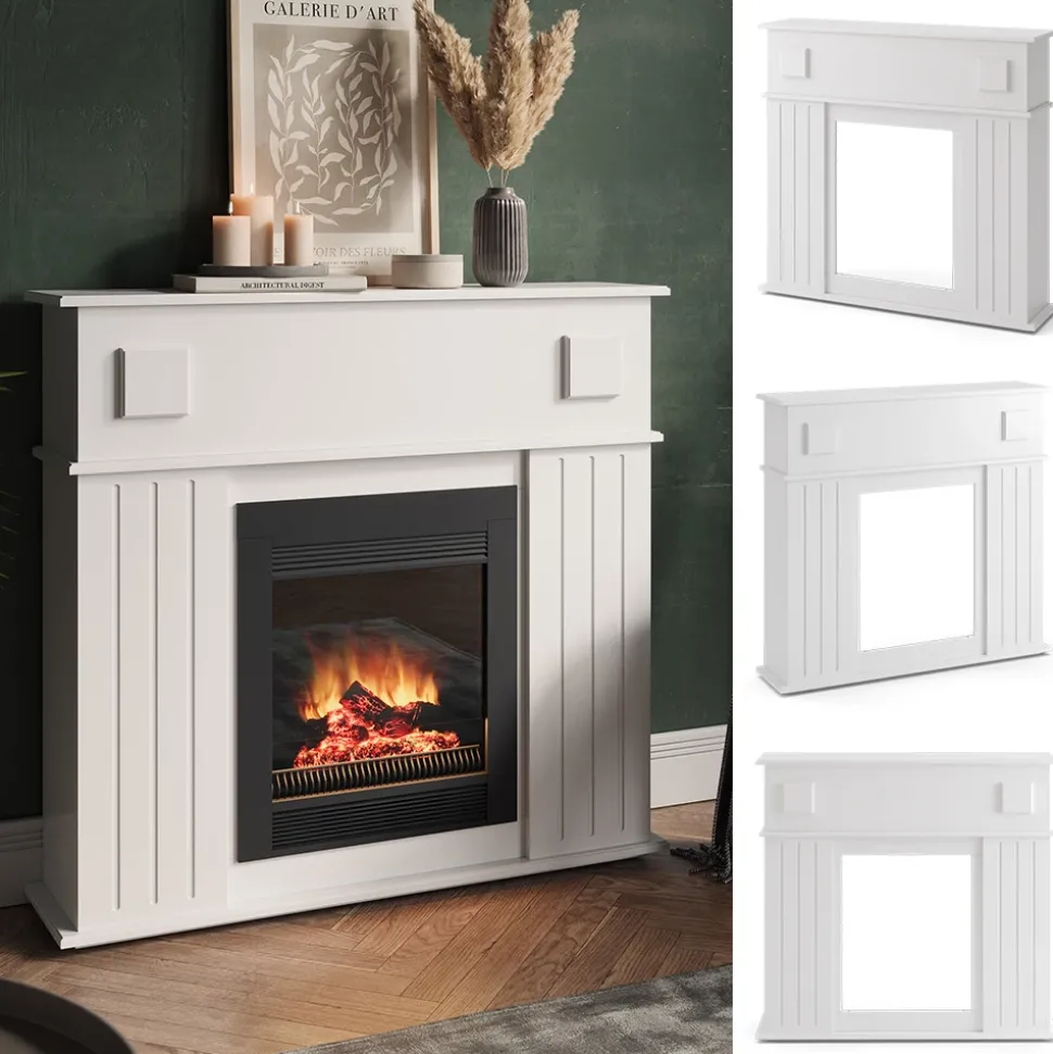 Kaminumrandung Weiß 109 x 100 cm Vicco