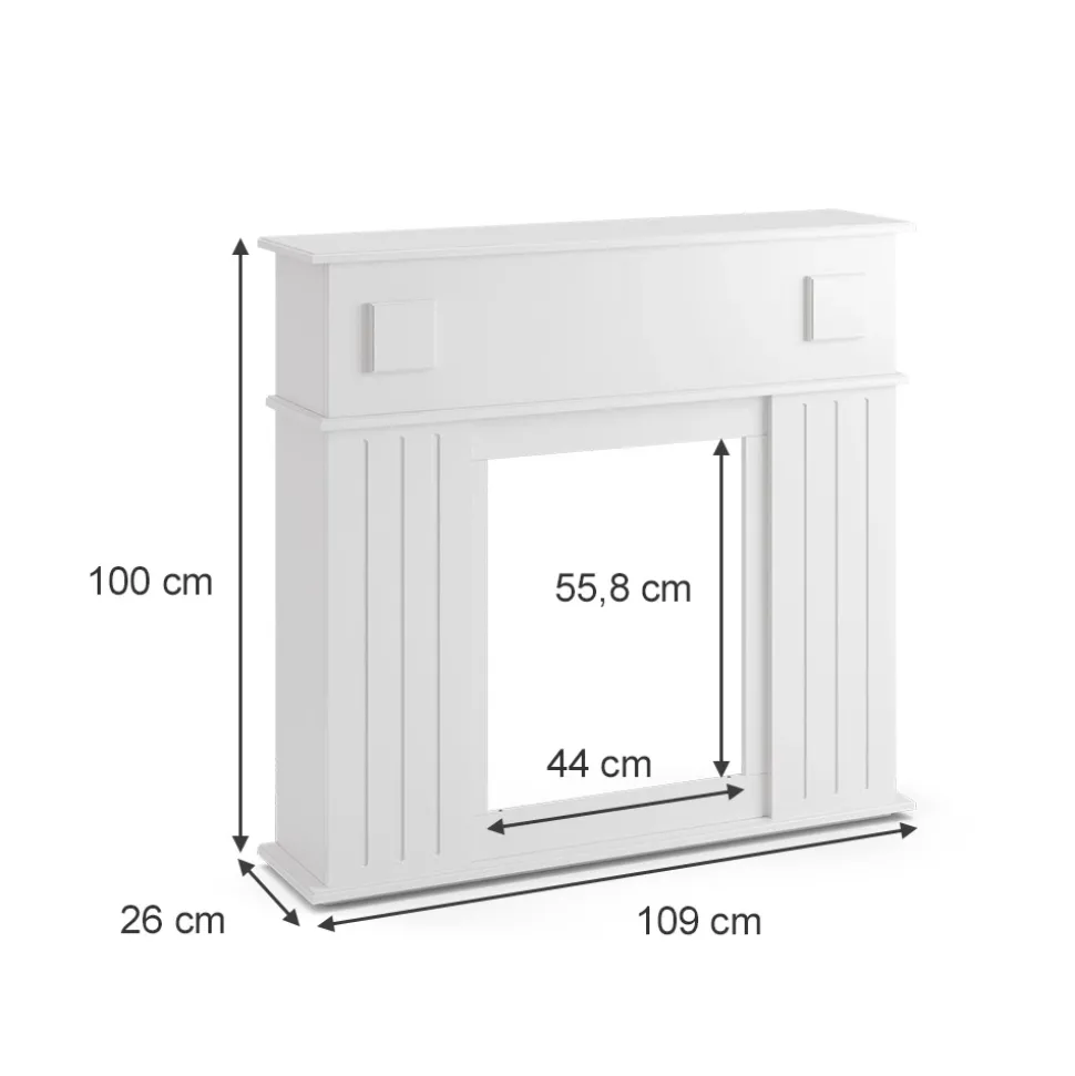 Kaminumrandung Weiß 109 x 100 cm Vicco