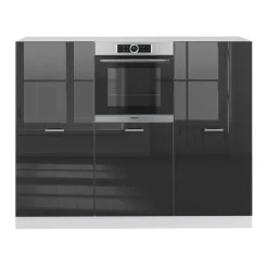 Küchenblock R-Line Anthrazit Hochglanz/Weiß 180 cm ohne Arbeitsplatte Vicco