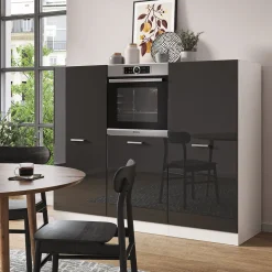 Küchenblock R-Line Anthrazit Hochglanz/Weiß 180 cm ohne Arbeitsplatte Vicco