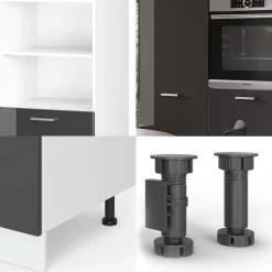 Küchenblock R-Line Anthrazit Hochglanz/Weiß 180 cm ohne Arbeitsplatte Vicco