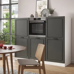 Küchenblock R-Line Anthrazit Landhaus/Weiß 180 cm ohne Arbeitsplatte Vicco