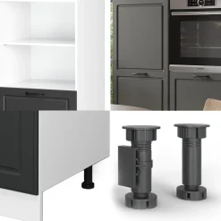 Küchenblock R-Line Anthrazit Landhaus/Weiß 180 cm ohne Arbeitsplatte Vicco