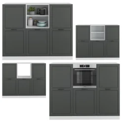 Küchenblock R-Line Anthrazit Landhaus/Weiß 180 cm ohne Arbeitsplatte Vicco