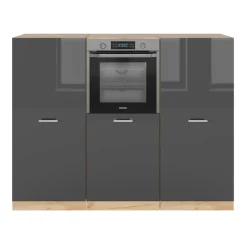 Küchenblock R-Line Anthrazit Hochglanz/Goldkraft Eiche 180 cm ohne Arbeitsplatte Vicco