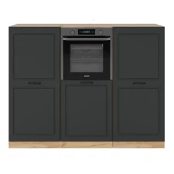 Küchenblock R-Line Anthrazit Landhaus/Goldkraft Eiche 180 cm ohne Arbeitsplatte Vicco