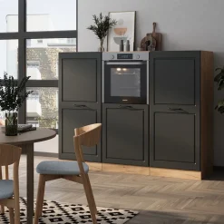 Küchenblock R-Line Anthrazit Landhaus/Goldkraft Eiche 180 cm ohne Arbeitsplatte Vicco